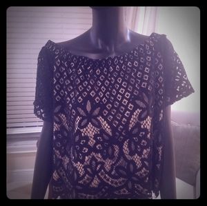 Black Lace On/Off Shoulder Blouse